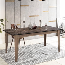 Hanah Home Mesa de comedor Lorenz en nogal y negro